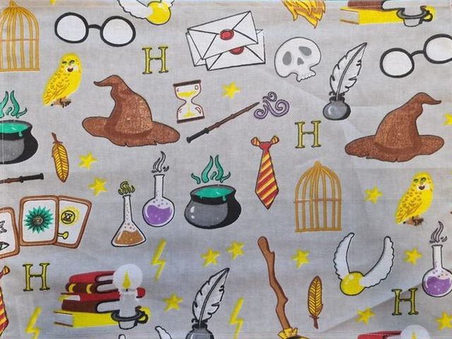 Bavlněný pytlík na přezůvky 29x40cm Harry Potter, kouzelnické pomůcky