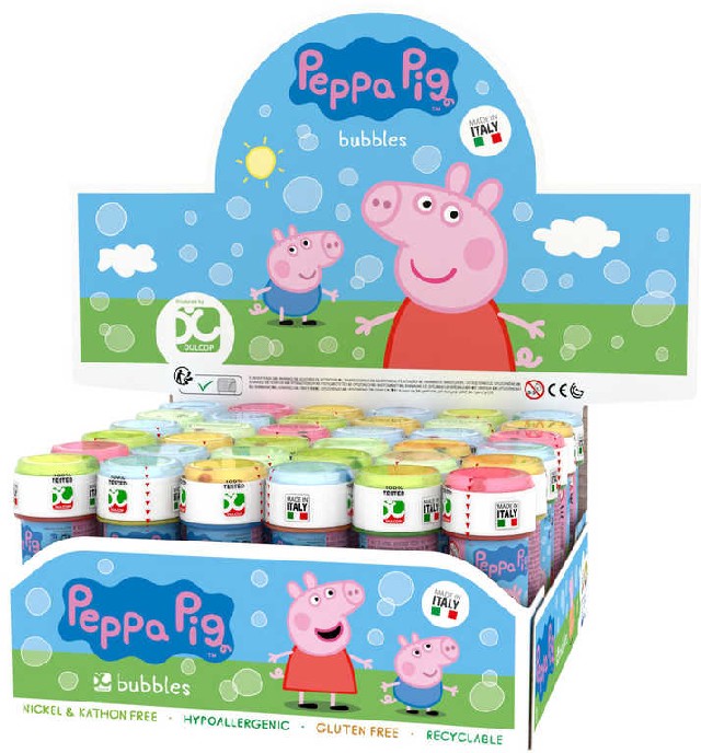 Bublifuk Peppa Pig 60ml dětský bublifukovač s hrou ve víčku