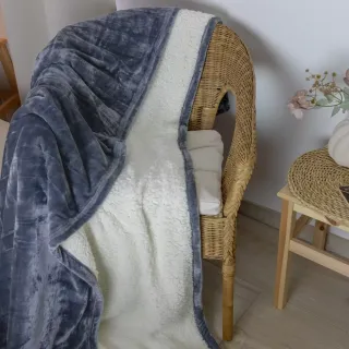 Mikroplyšová deka s beránkem č.60 - šedomodrá