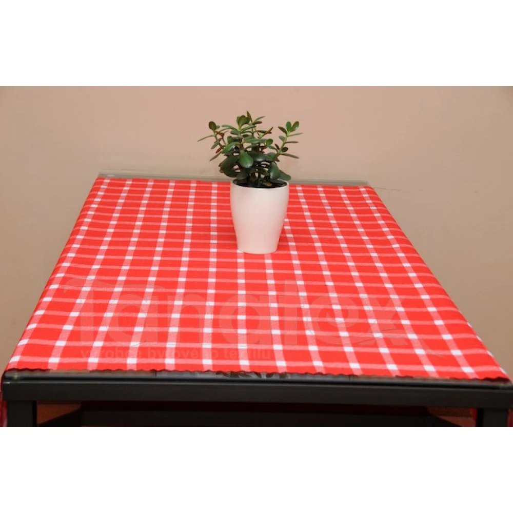 Ubrus kulatý - kostka červená, průměr 160 cm