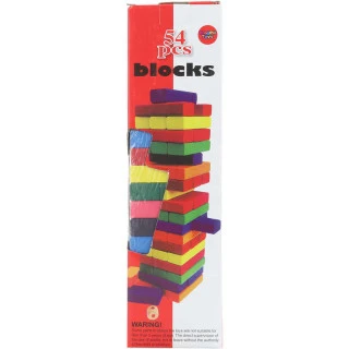 Hra DŘEVO Věž Jenga barevná 54 dílků v krabičce *SPOLEČENSKÉ HRY