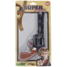 Pistole kovbojská na kapsle 23cm revolver 8 ran plast na kartě