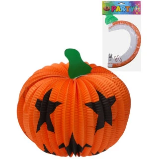 Lampion oranžový dýně 36cm kulatý Halloween na svíčku / žárovku