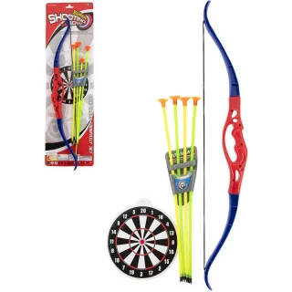 Luk 57cm + 4 soft šípy sada přísavkami a terčem plast na kartě