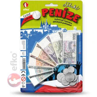 EFKO Peníze dětské CZ set na kartě (české koruny) bankovky a min
