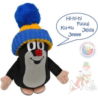 MORAVSKÁ ÚSTŘEDNA Krtek (Krteček) 16cm mluvící modrý kulich plyš