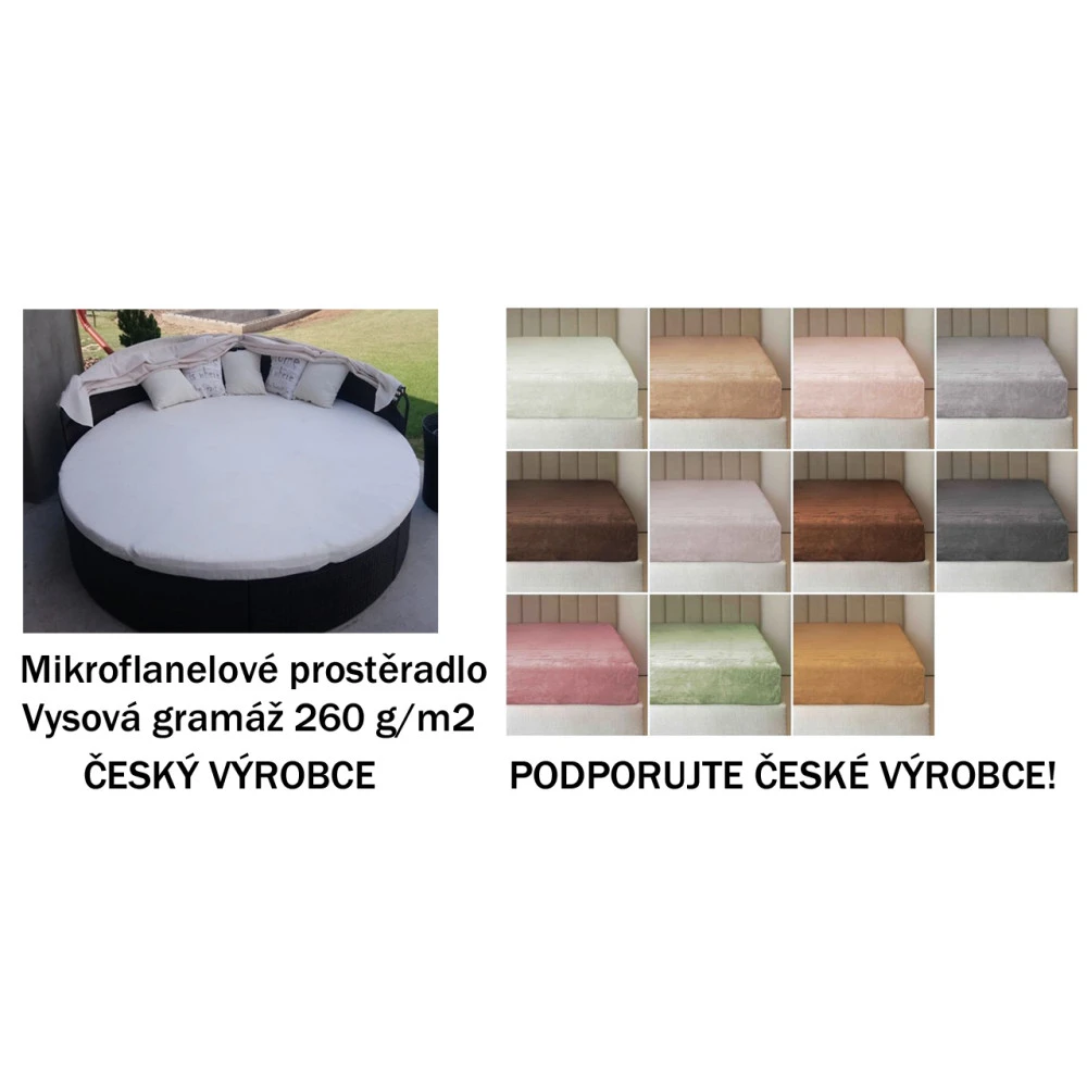 Mikroplyšové prostěradlo kruh (kulaté) průměr 170cm 260g/m2