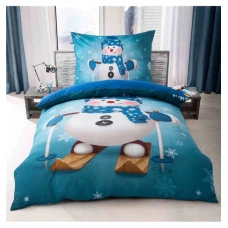 3D povlečení z mikrovlákna 140x200, 70x90 - Vánoční Sněhulák