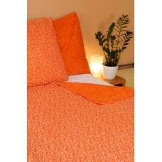 LUXUSNÍ Bavlněné povlečení oranž lístečky batika 140x200, 70x90
