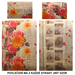 Unikátné povlečení do postýlky Růže 90x130, 40x60