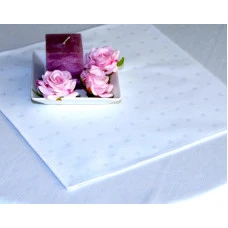 Damaškový bílý ubrus vzor kostka 6x6mm