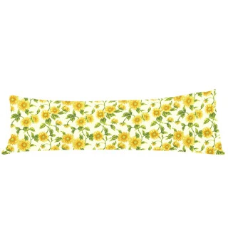 Povlak na dlouhý polštář 45x120cm - Slunečnice na bílé