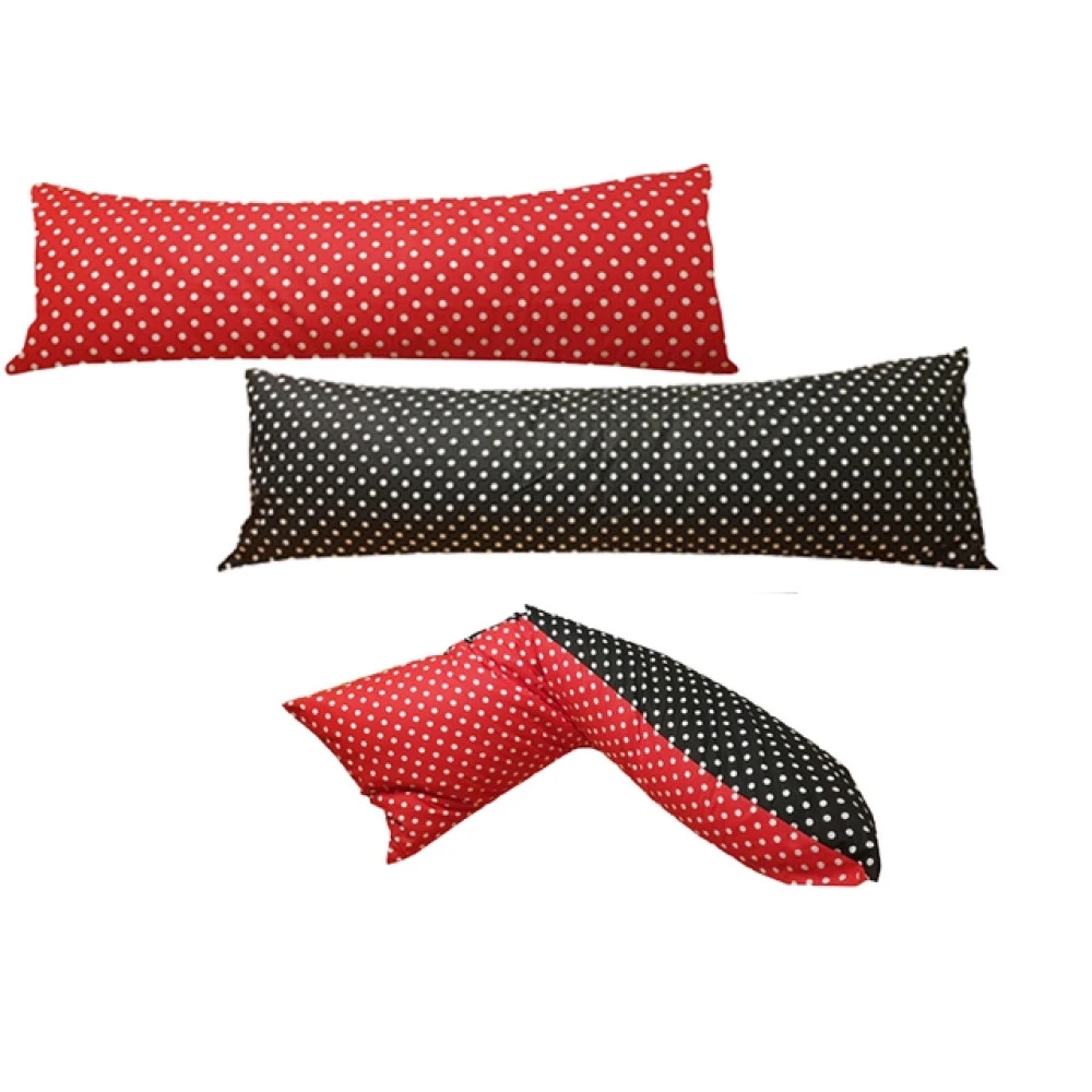 Povlak na dlouhý polštář 50x150cm - červený/černý, puntík 11mm