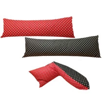Povlak na dlouhý polštář 50x150cm - červený/černý, puntík 11mm