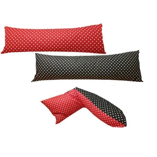 Povlak na dlouhý polštář 50x150cm - červený/černý, puntík 11mm