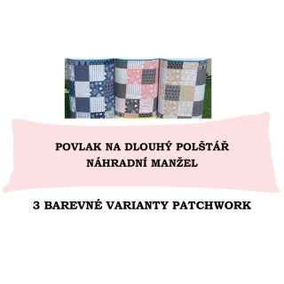 Povlak na dlouhý polštář 50x150cm - Patchwork v kombinaci s UNI
