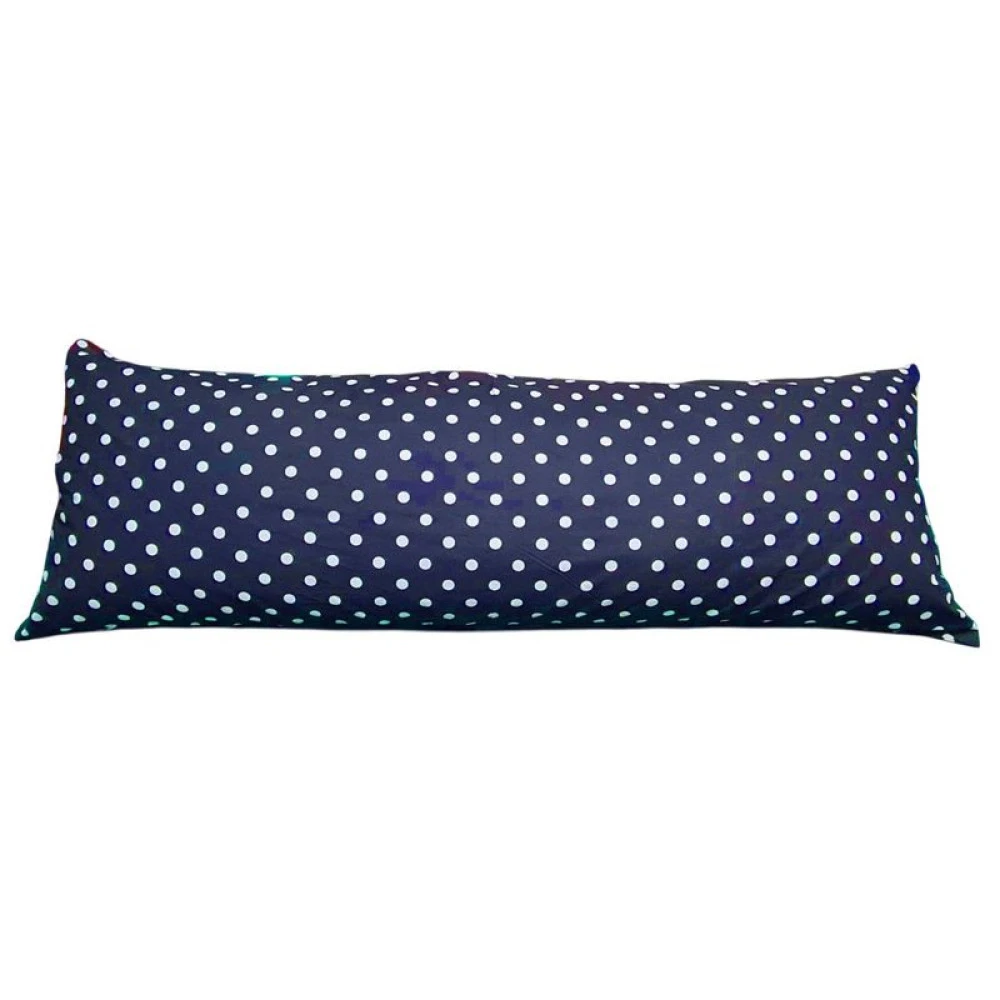 Povlak na dlouhý polštář 45x120cm - Tmavě modrý bílý puntík 17mm
