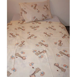 Bavlněné povlečení Veselé žirafky béžové 70x90, 140x200