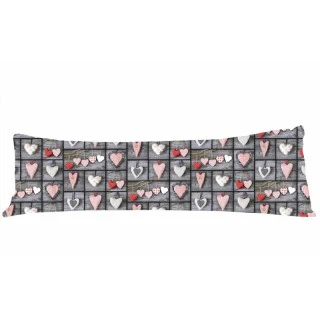 Povlak na dlouhý polštář 45x120cm - Retro styl srdce