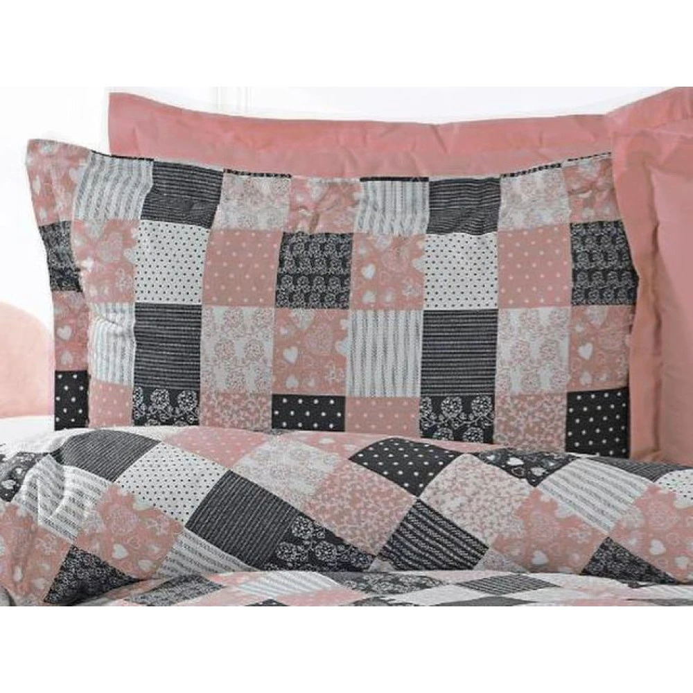 Povlak na polštář Patchwork růžový (pudrová)
