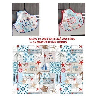 Sada do školy omyvatelná zástěrka + ubrus NÁMOŘNÍK