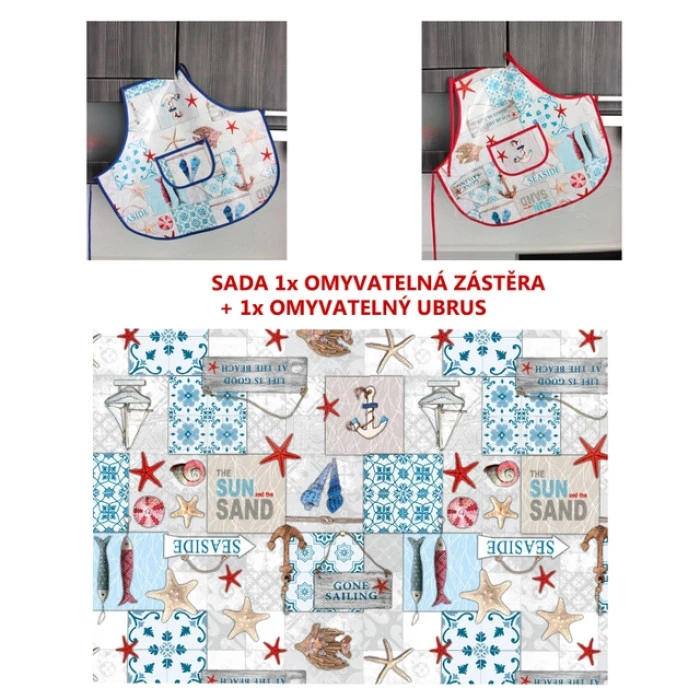 Sada do školy omyvatelná zástěrka + ubrus NÁMOŘNÍK
