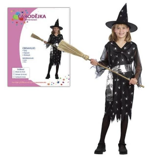 KARNEVAL Šaty ČARODĚJKA vel. M (120-130 cm) 5-9 let KOSTÝM