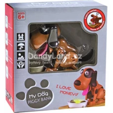 Pokladnička dětská kasička hladový pes na baterie různé druhy pl