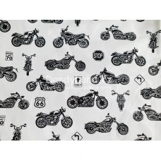 Trojcípý bavlněný šátek - Motorky na bílé