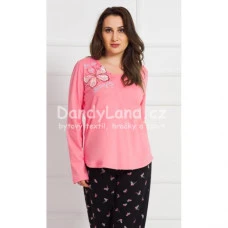 Dámské pyžamo dlouhé Betty - lososová vel. 2XL