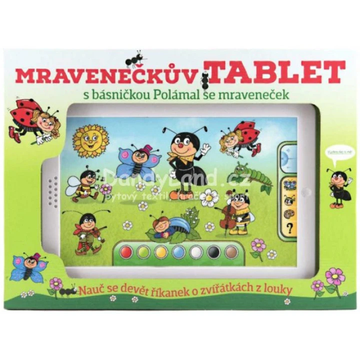 Tablet baby dotykový Mravenečkův naučný česky mluvící na baterie