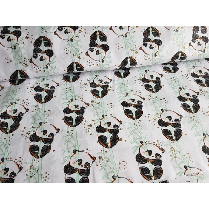 Bavlněná látka metráž - Panda na bambusu