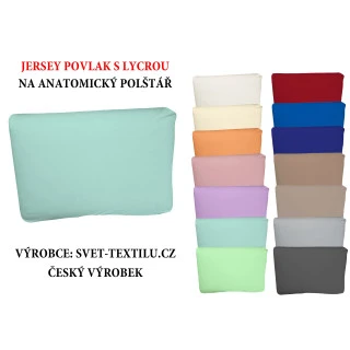 Jersey povlak s lycrou na anatomický polštář 51x41x13cm